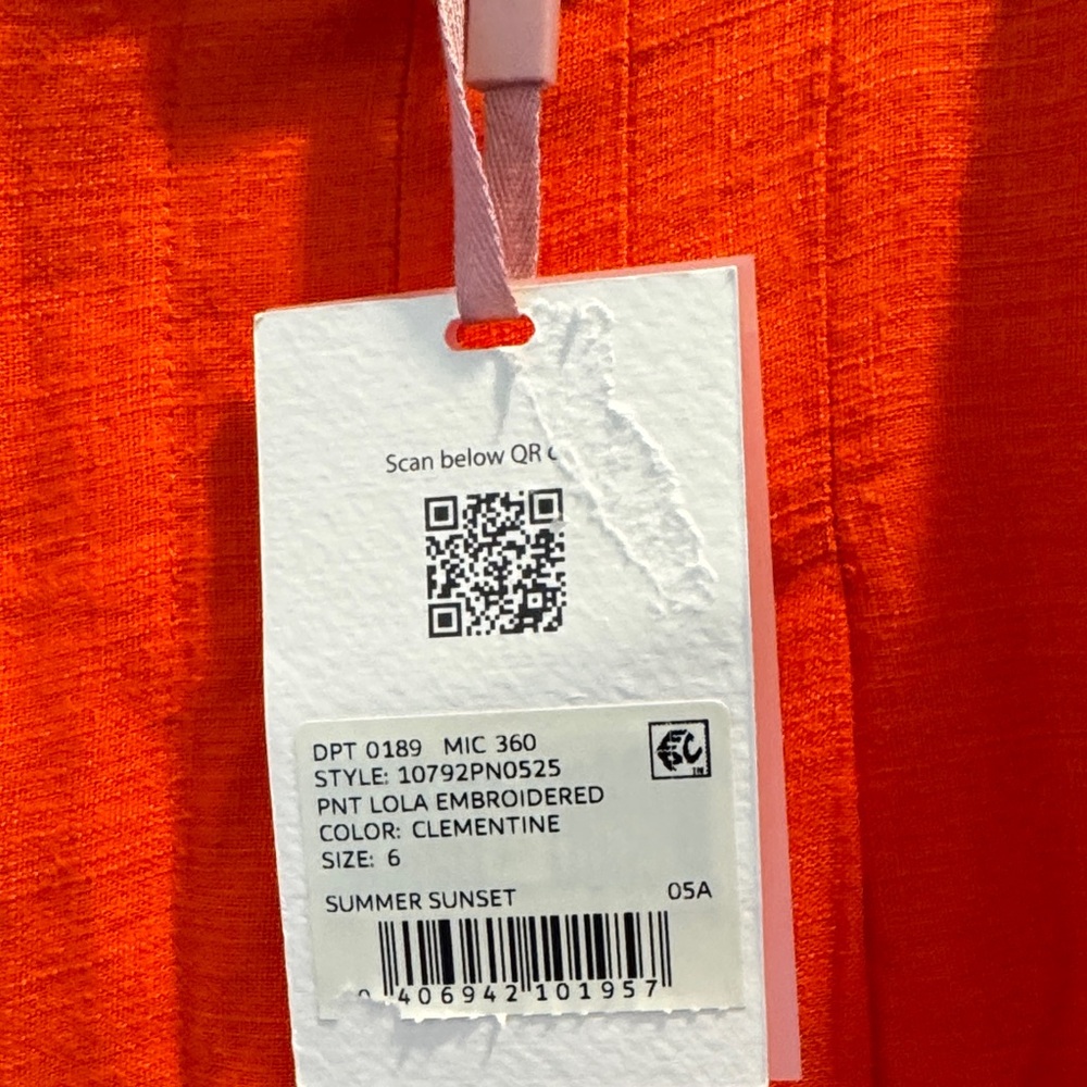 Alex Marie Bright Orange Wide-Leg Embroidered Hem Pants - Picture 2 of 13